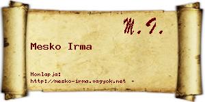Mesko Irma névjegykártya